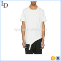 Distressing throughout white cotton t shirt round neck design for men